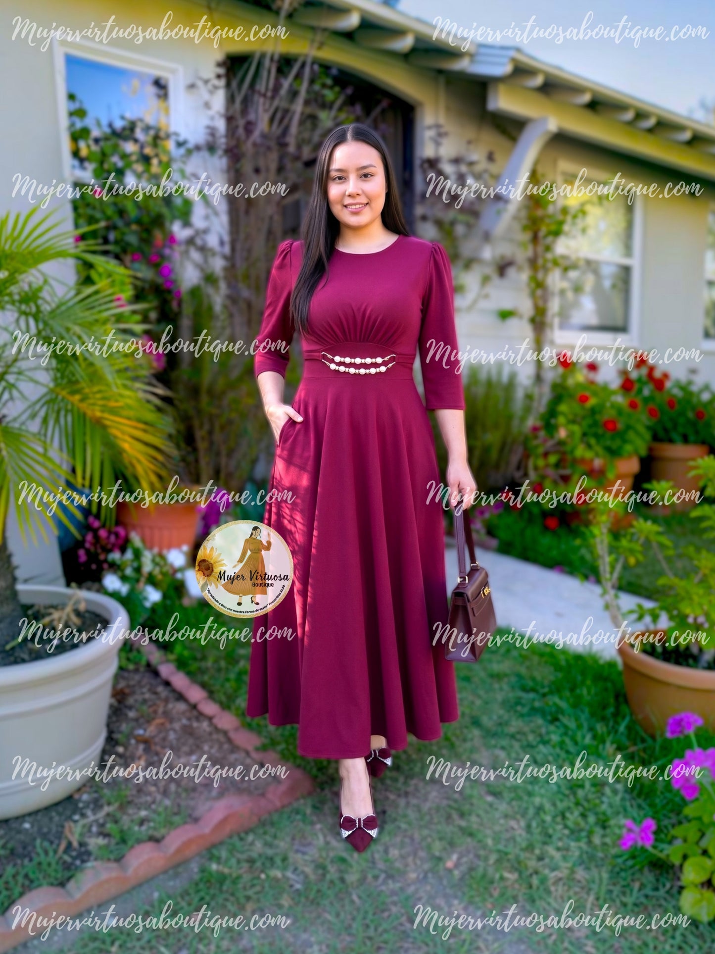 Amira Burgundy Dress