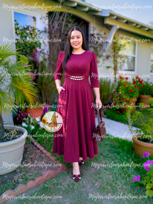 Amira Burgundy Dress