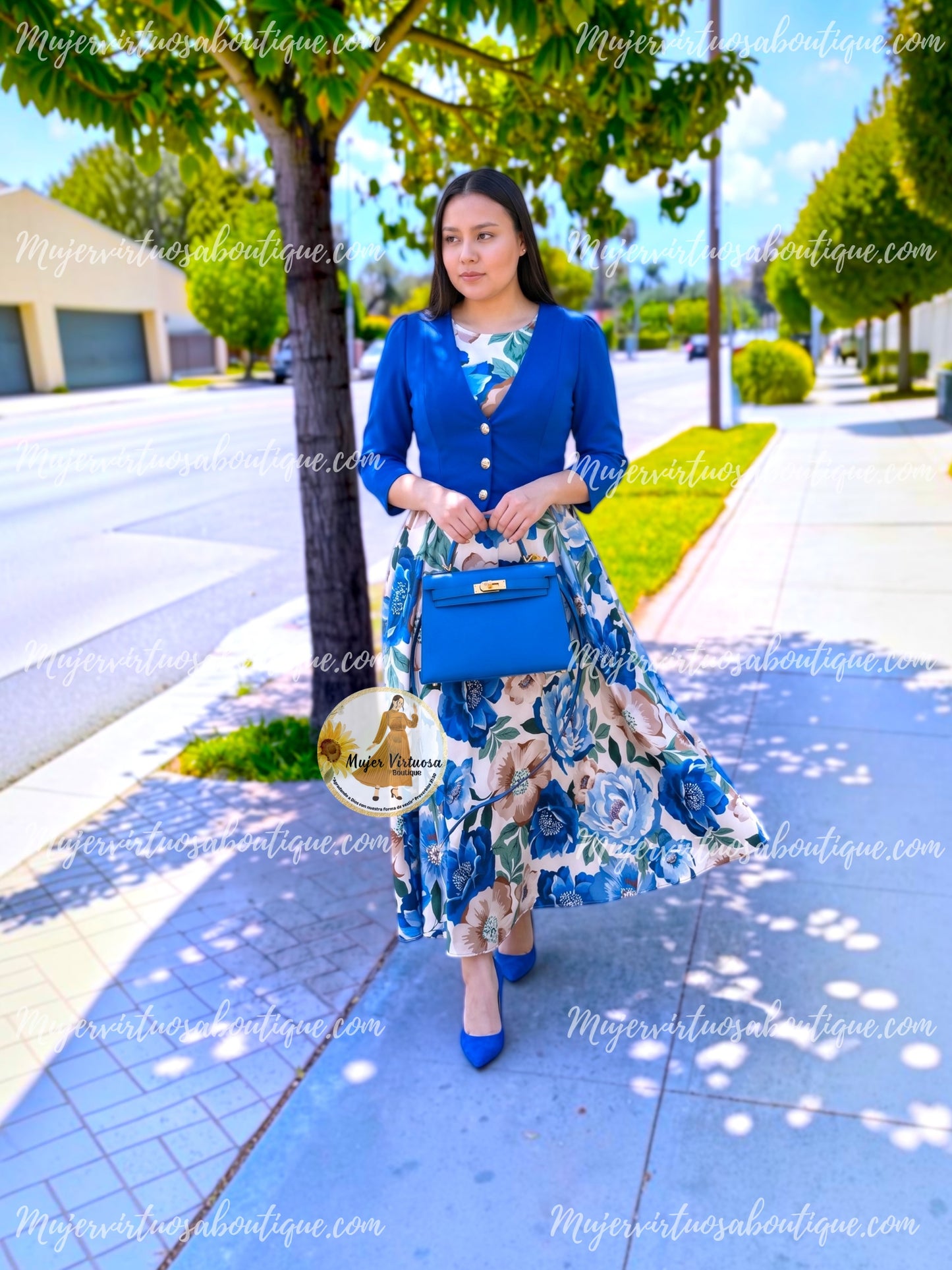 Irene Royal & White Satin Dress
