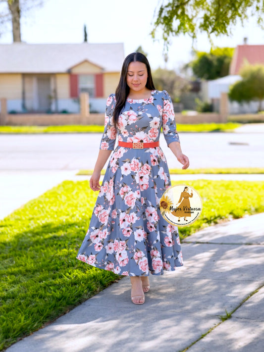 Eunice Grey Floral Dress
