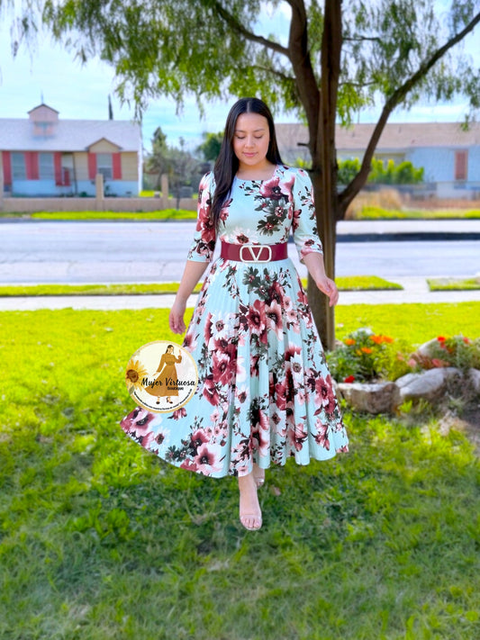 Eunice Sage Floral Dress