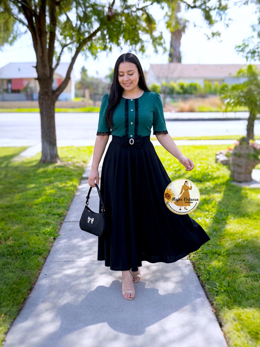 Eleanore Hunter Green & Black Dress