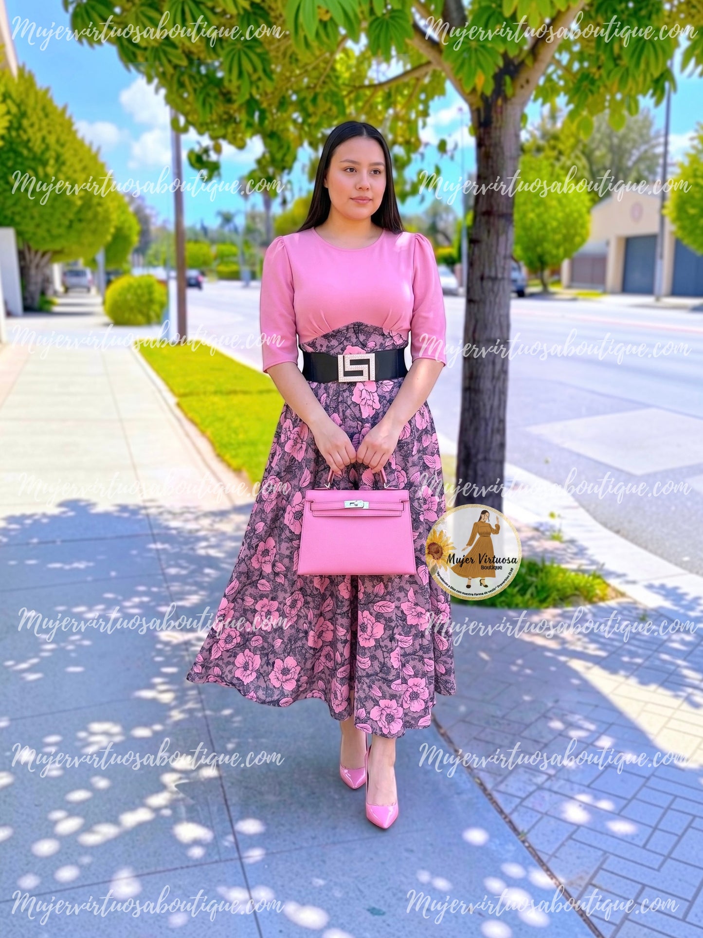 Amelia Pink Floral Dress