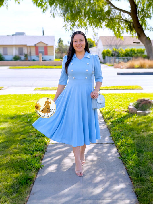 Frida Sky Blue Midi Dress