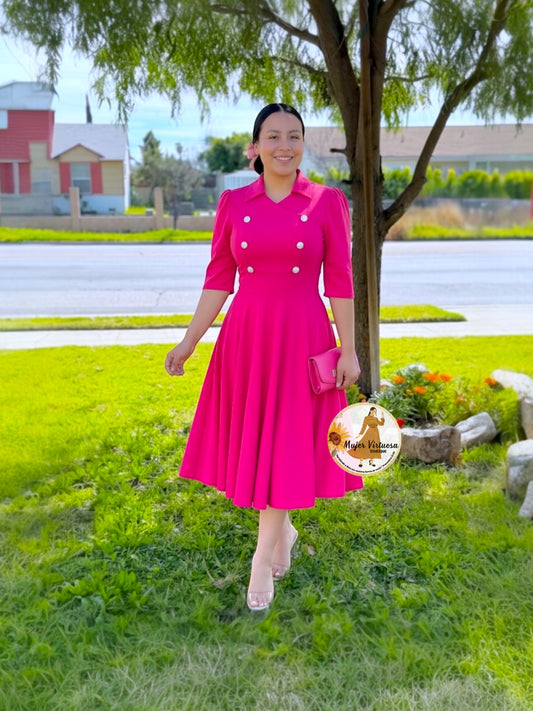 Frida Fucsia Midi Dress