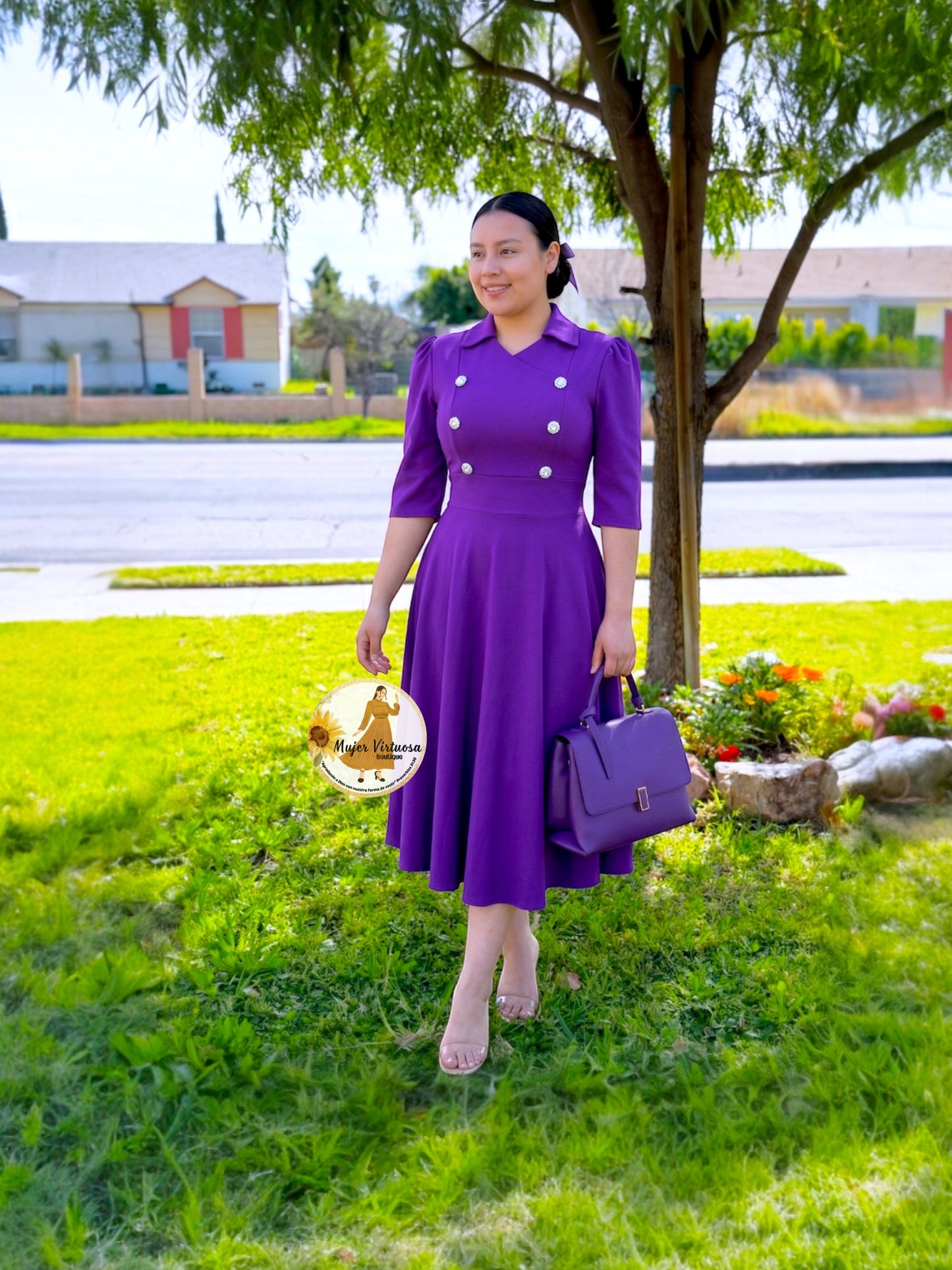 Frida Violet Midi Dress