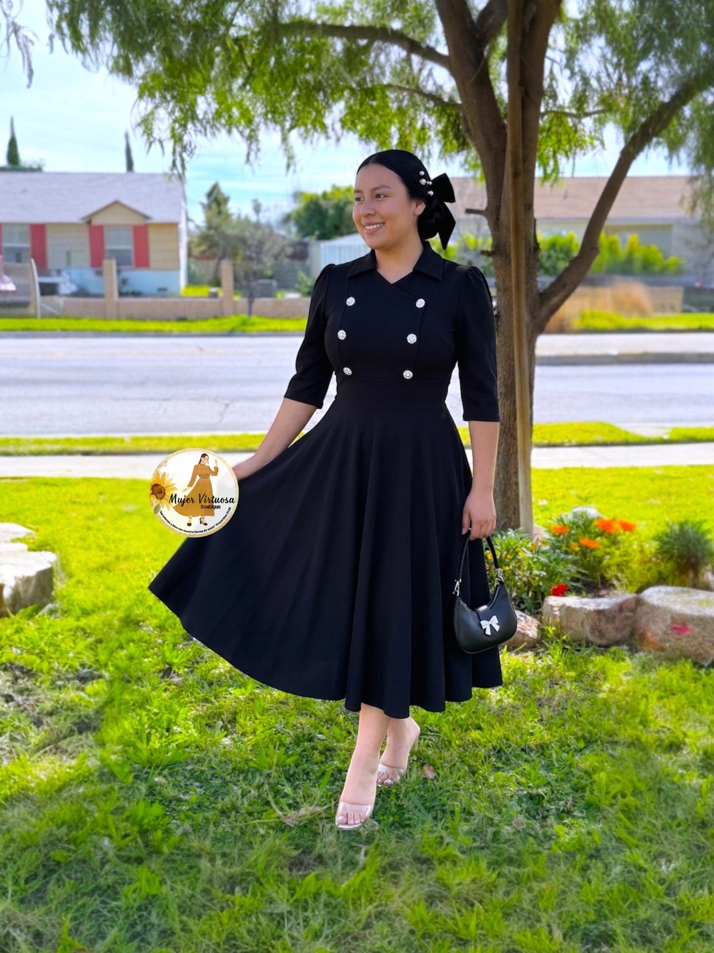 Frida Black Midi Dress