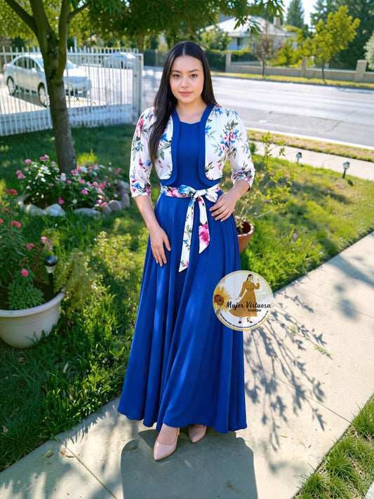 Emma Royal Blue Floral Blazer Dress