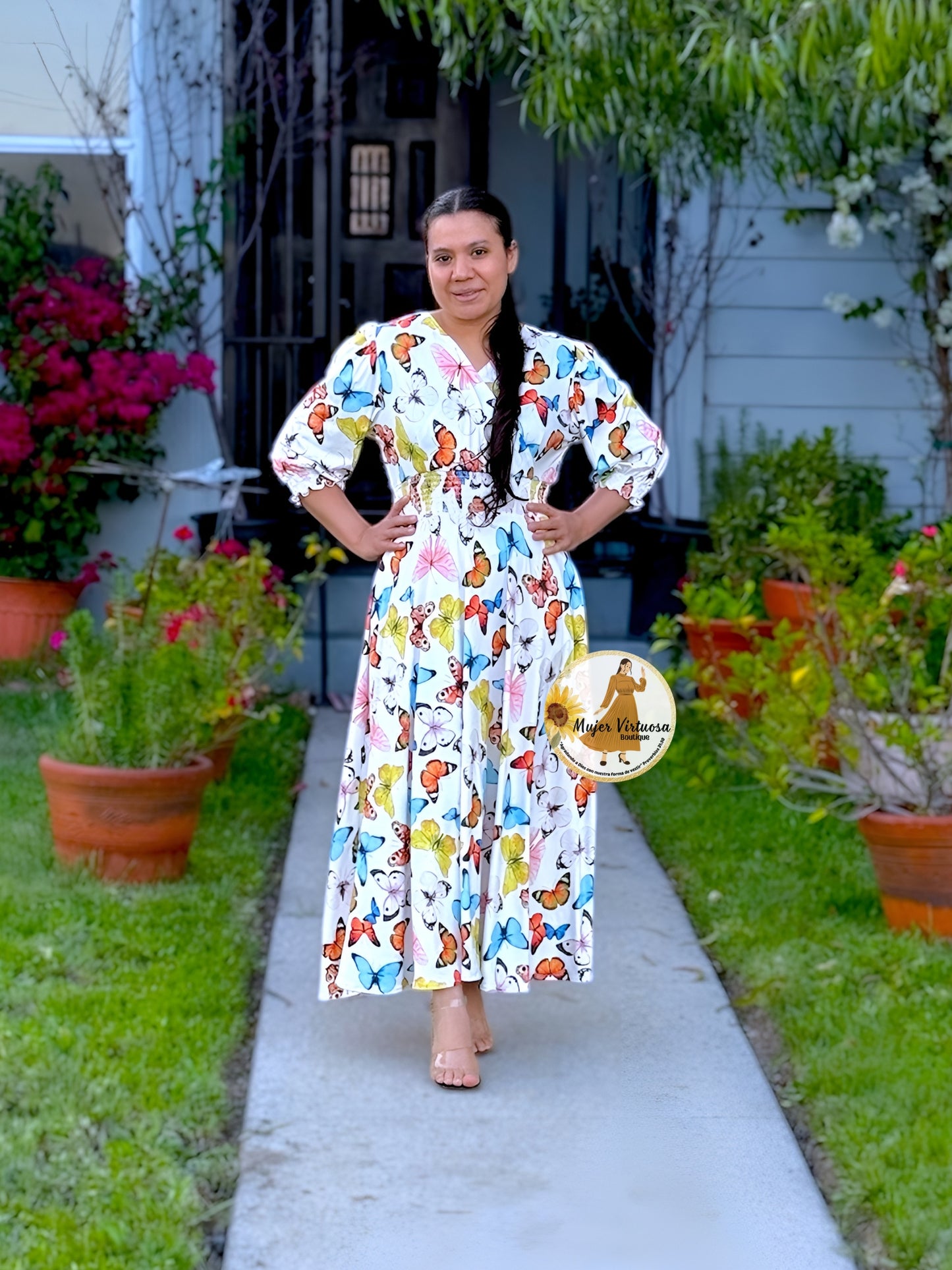 Julisa White Butterflies Dress