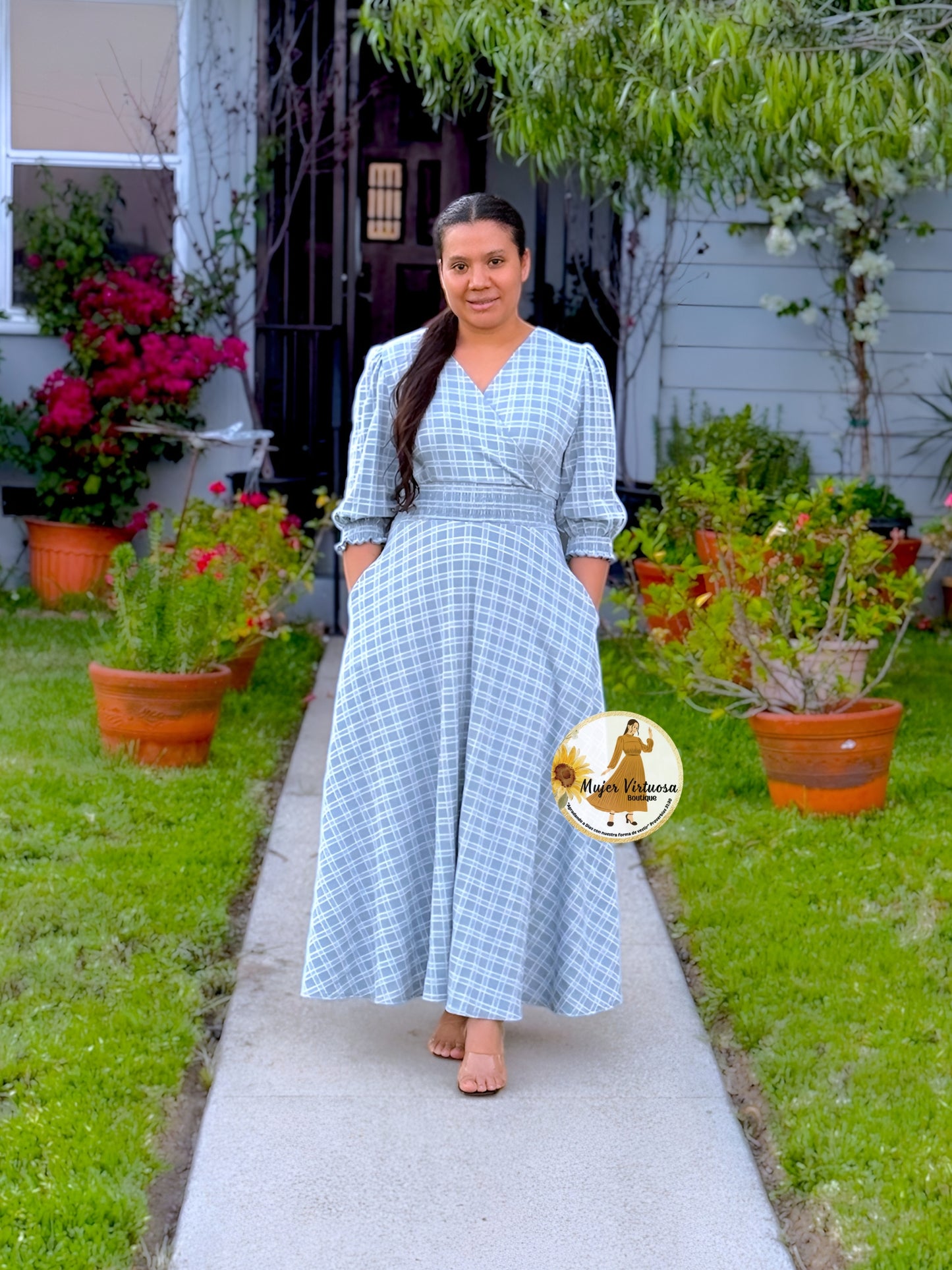Julisa Sky Blue Plaid Dress