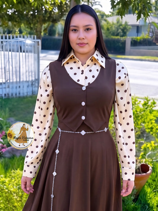 Ivory & Brown Polka Dot Top