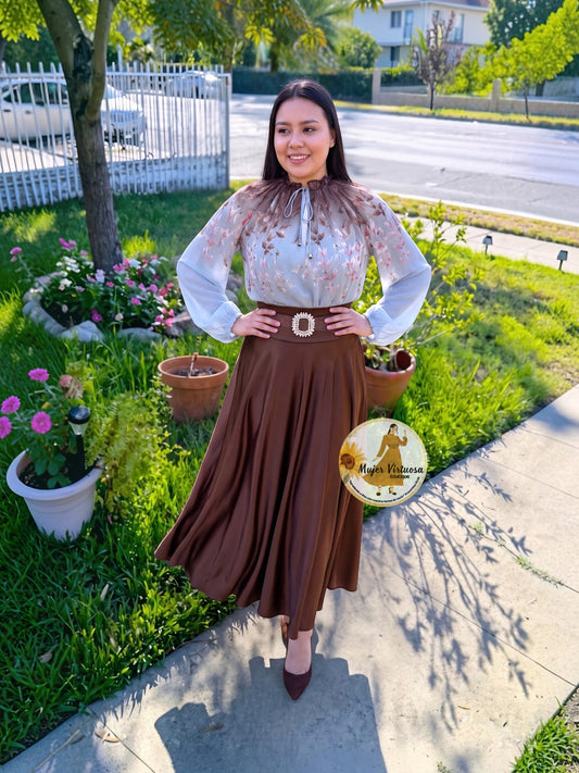 Brown Satin Skirt