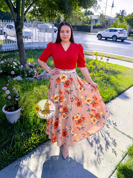 Rust & Mocha Floral Dress