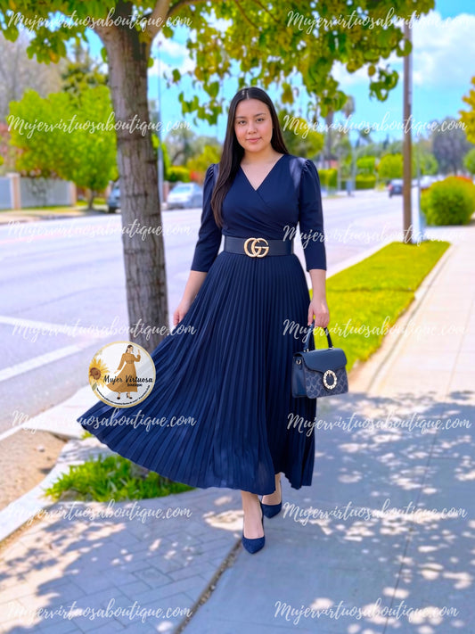 Celine Navy Crepe Dress