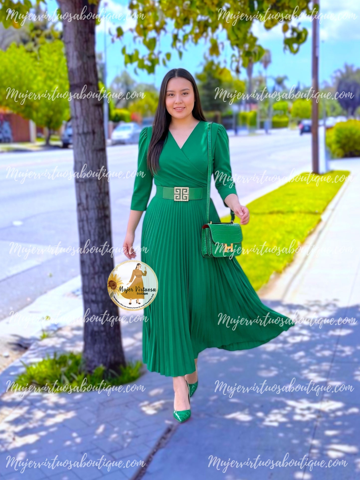 Celine Kelly Green Crepre Dress