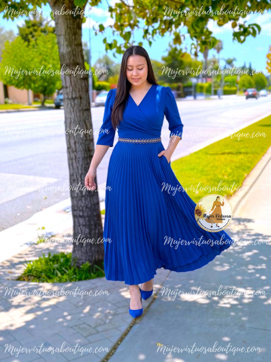 Celine Royal Blue Crepe Dress