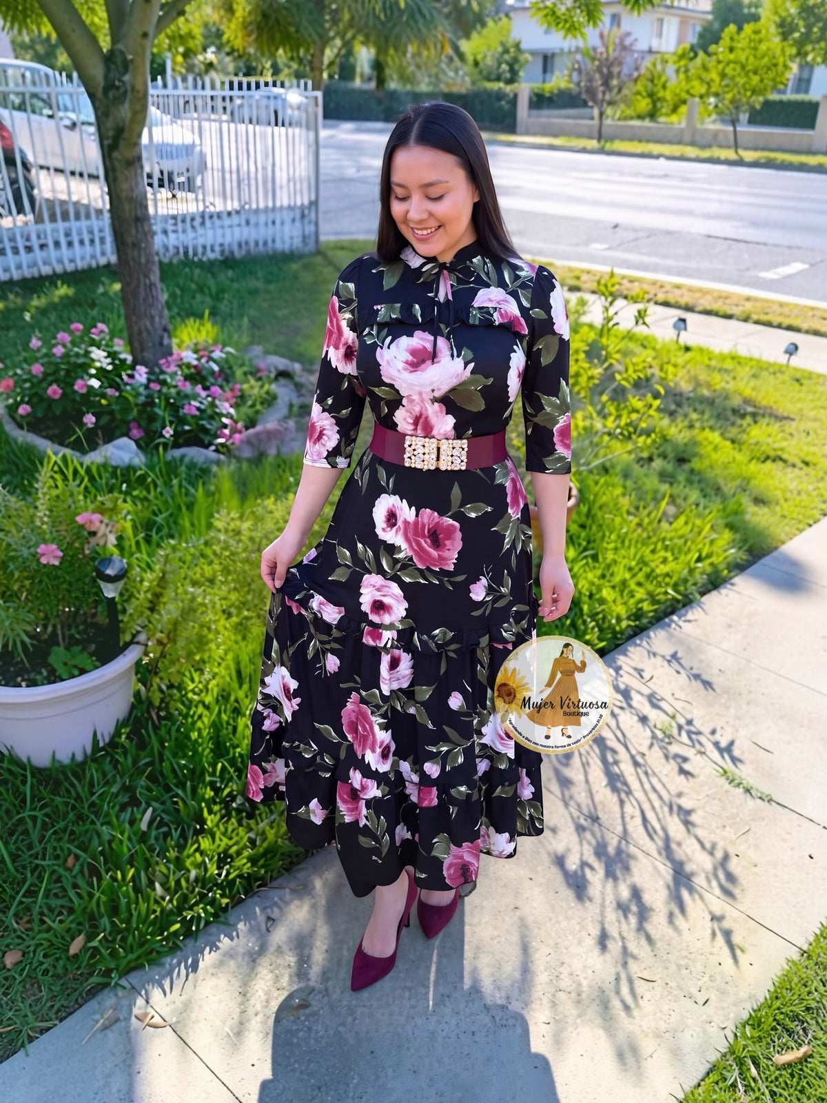 Naomi Black with Roses Dress
