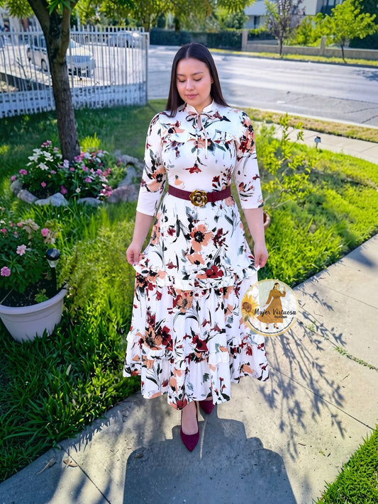 Naomi White Vintage Floral Dress