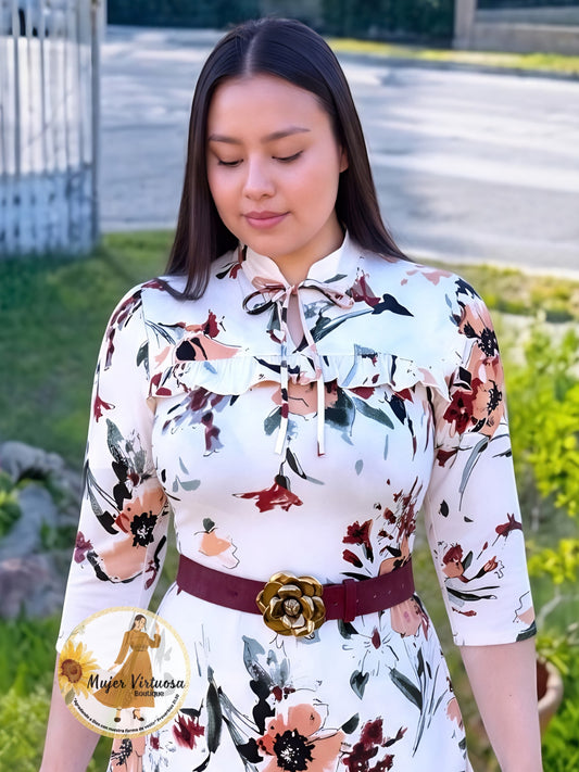 Burgundy Gold Rose Belt