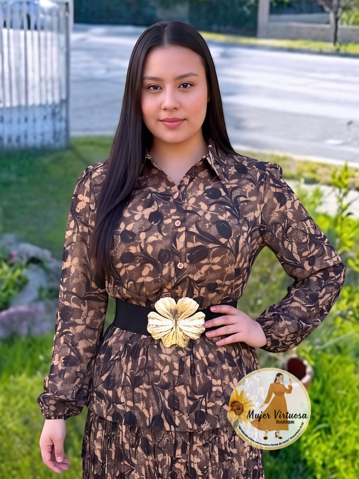 Black Gold Flower Belt