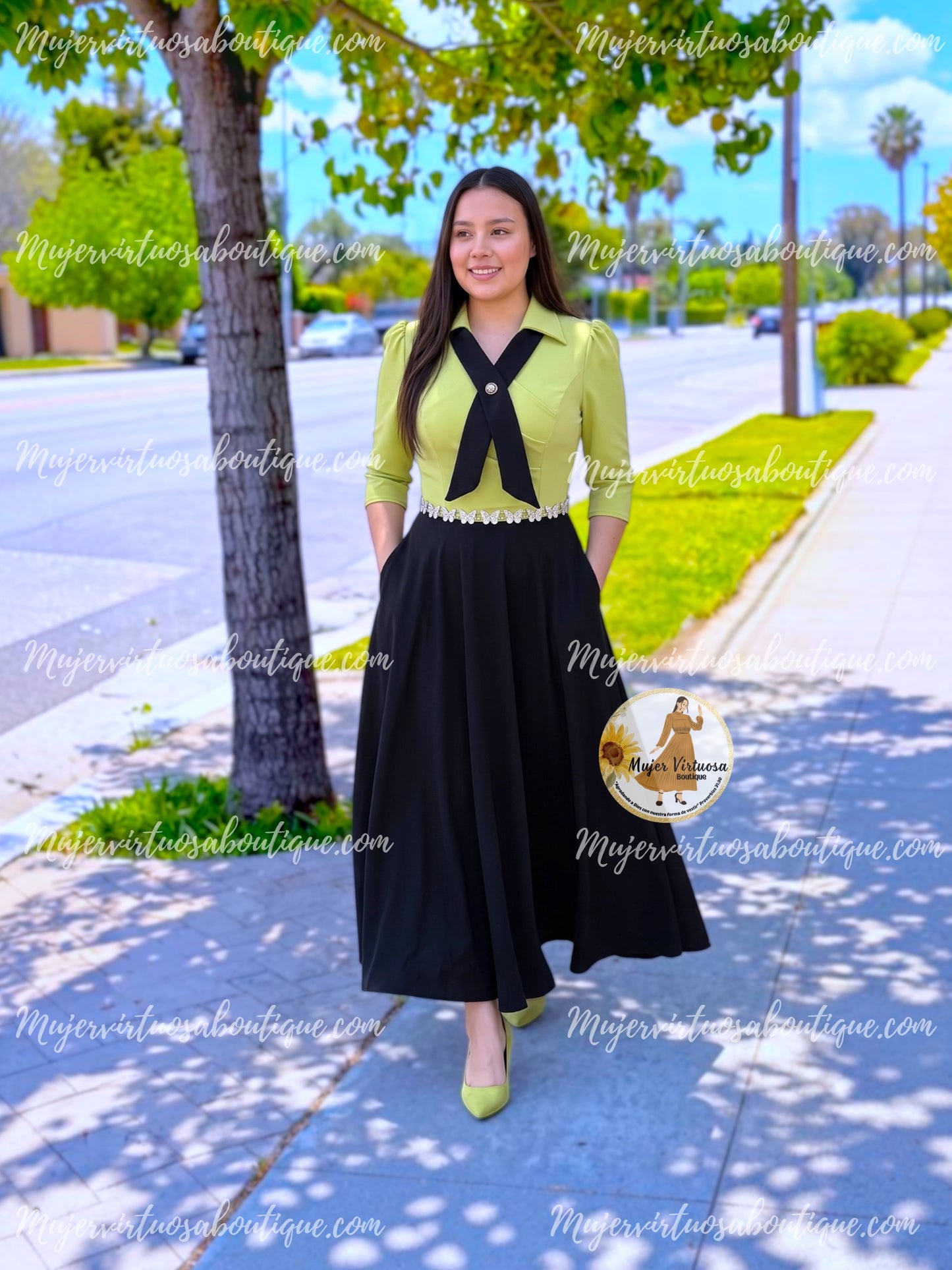 Ana Green & Black Dress