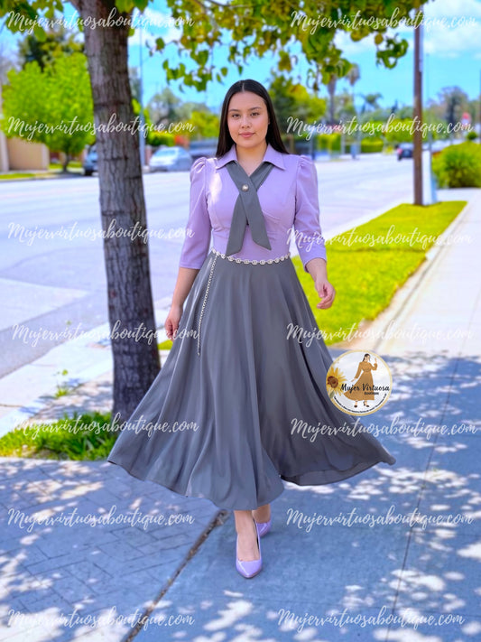 Ana Lilac & Grey Dress