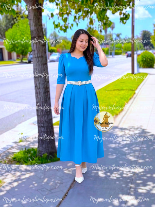 Jasmine Aqua Dress con Paletones