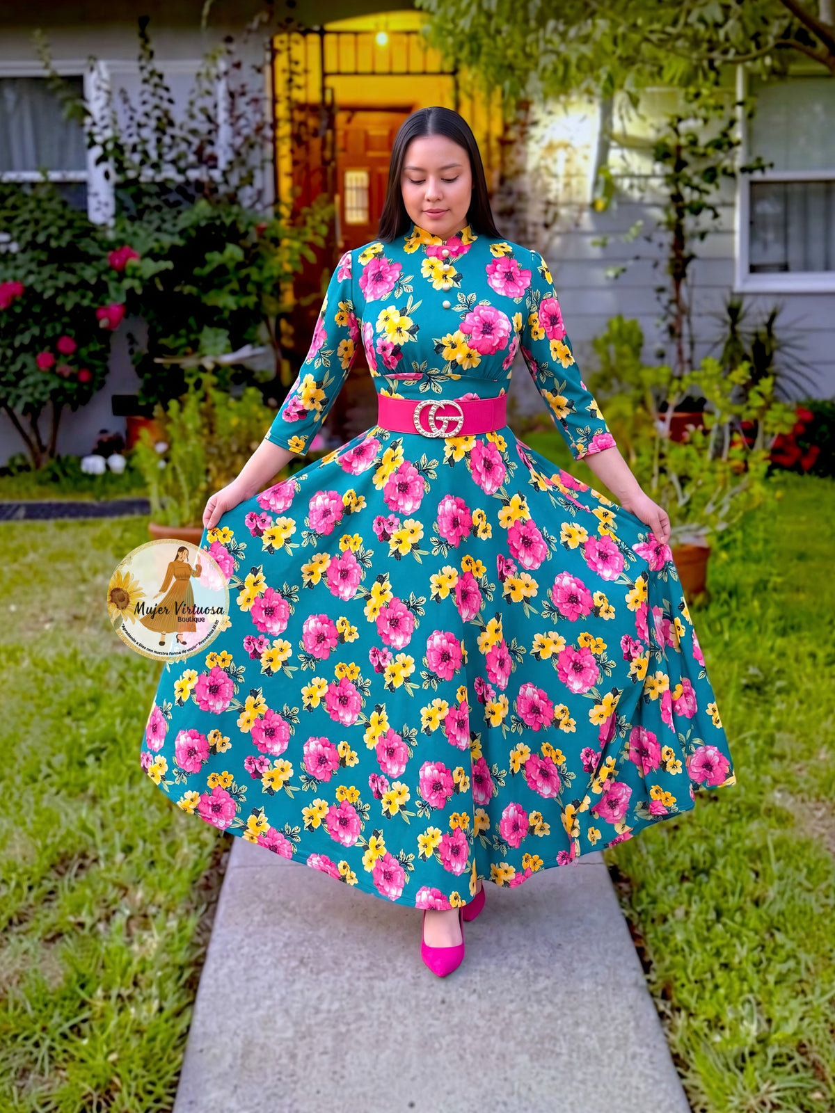 Teal Floral Maxi Dress