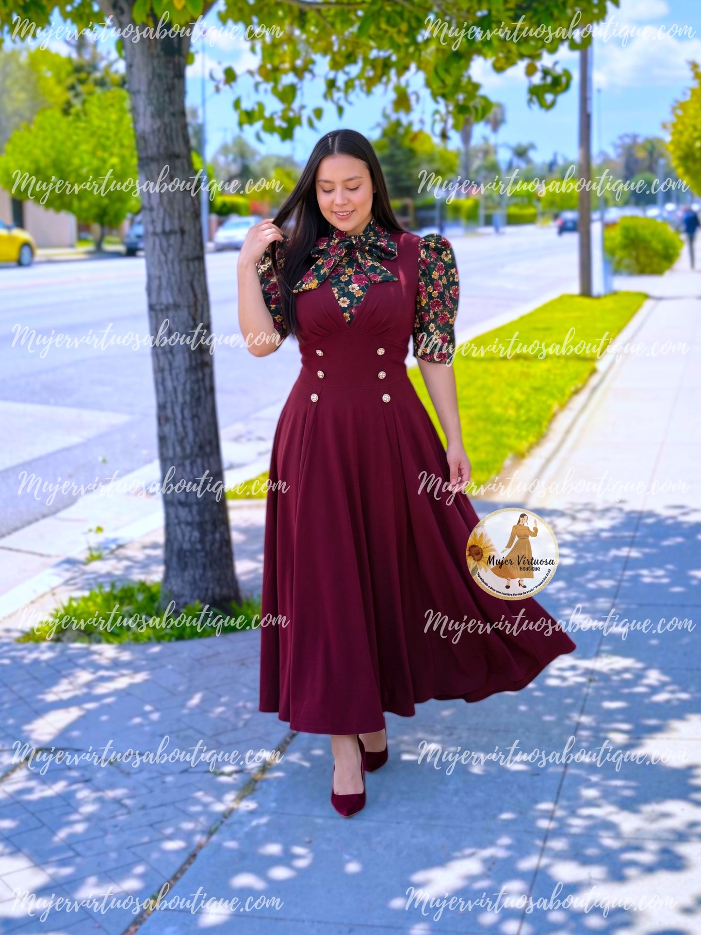 Mindy Burgundy Overall Dress