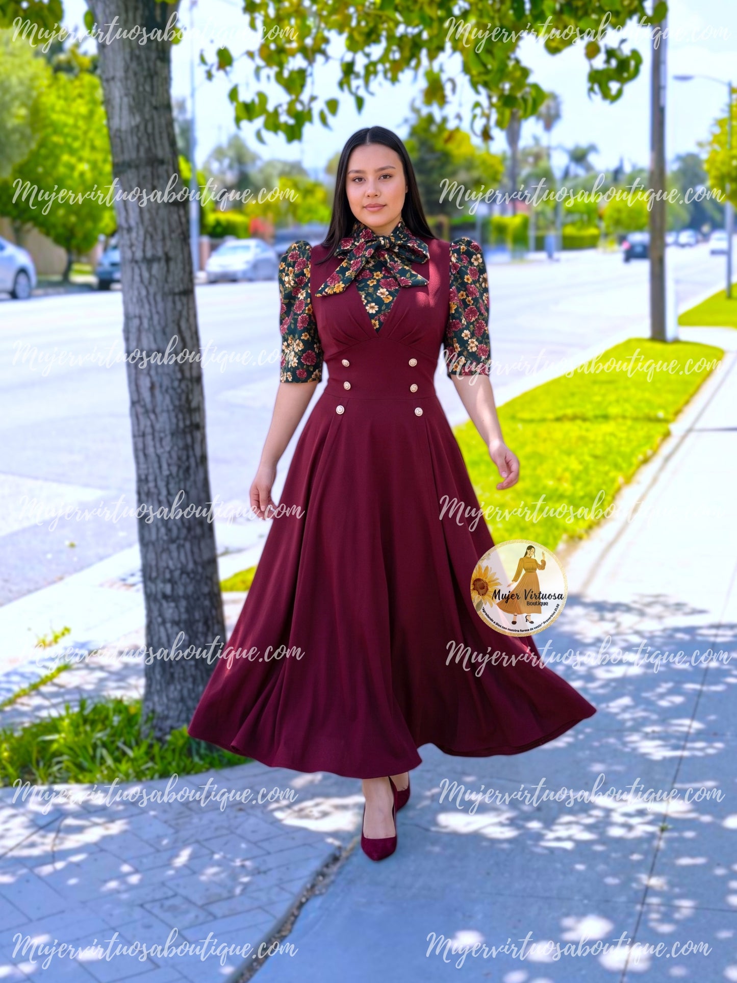 Mindy Burgundy Overall Dress