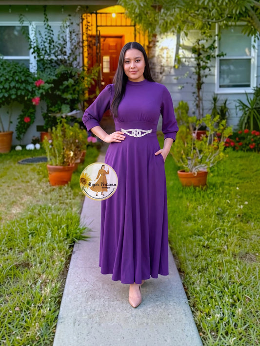 Katalina Purple Brooch Dress