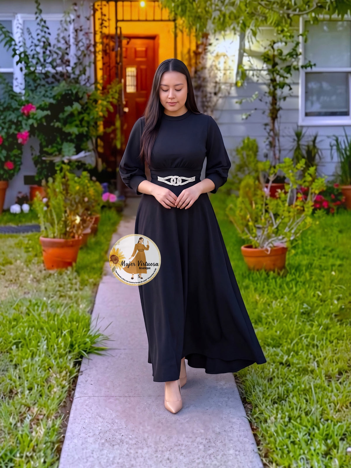 Katalina Black Brooch Dress