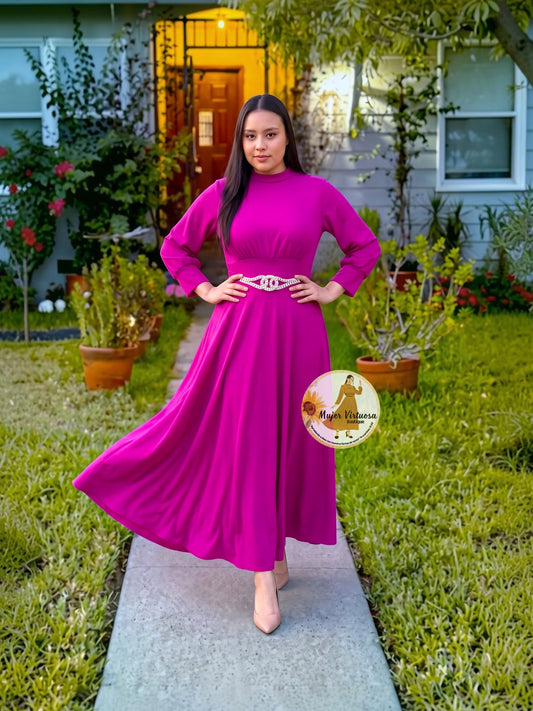 Katalina Magenta Brooch Dress
