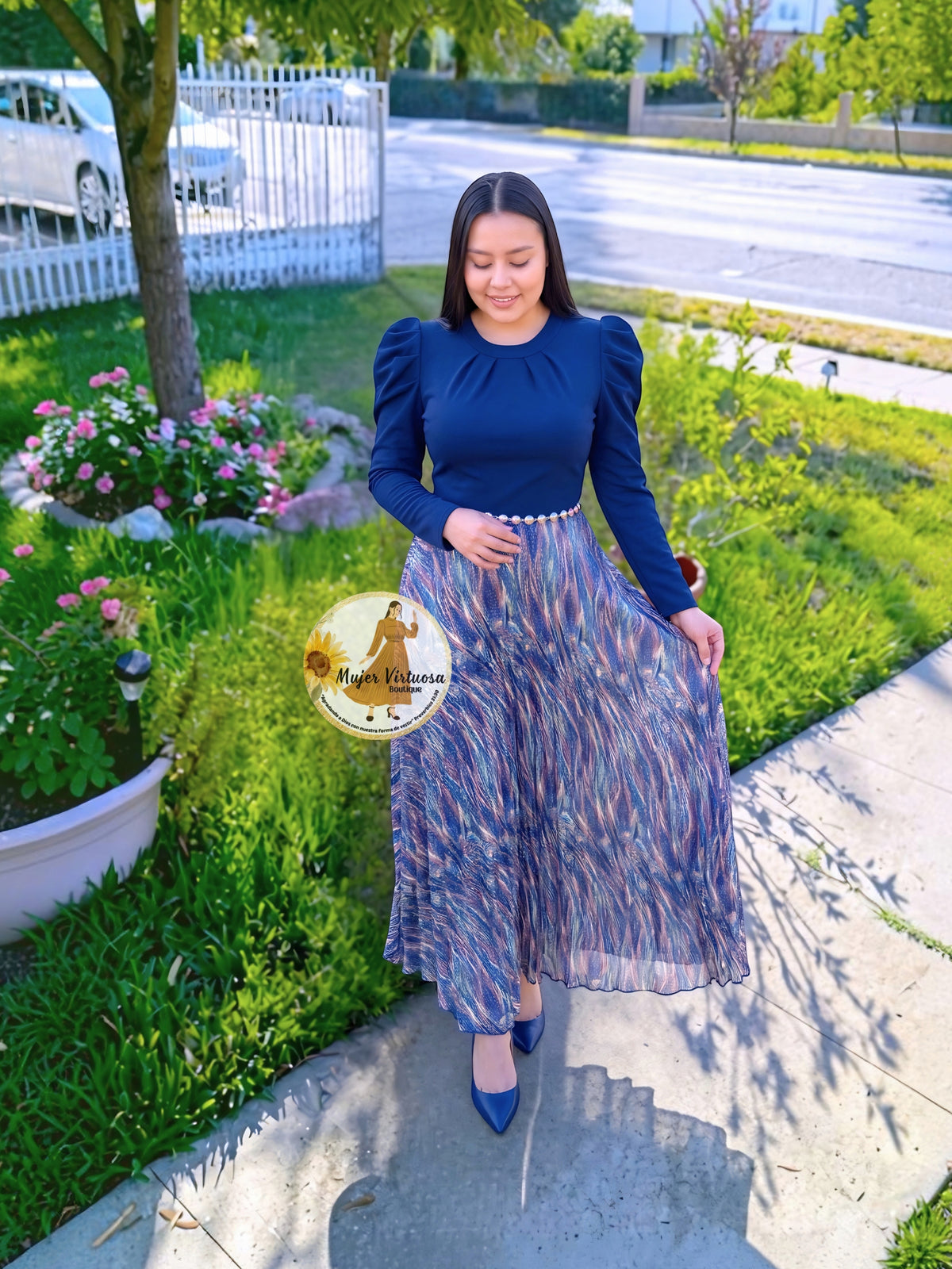Eloisa Navy & Mesh Dress