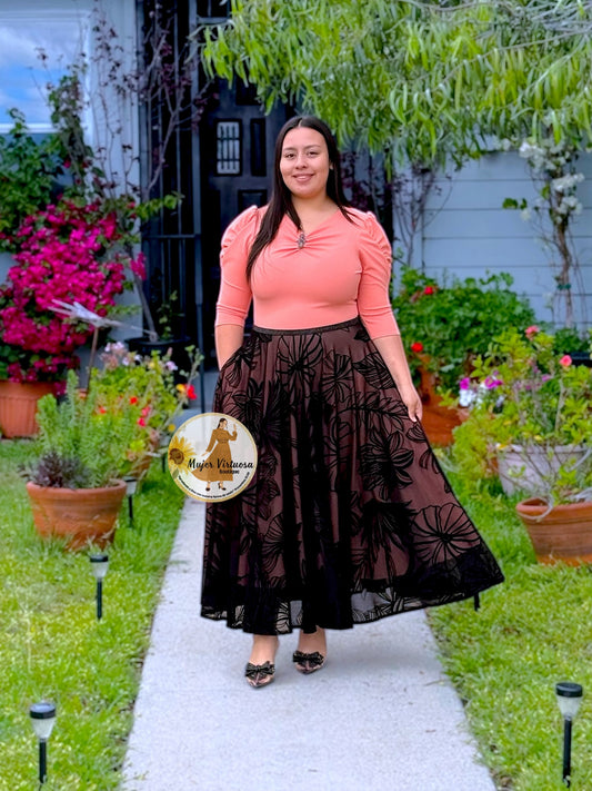 Lisa Melon & Black Mesh Dress