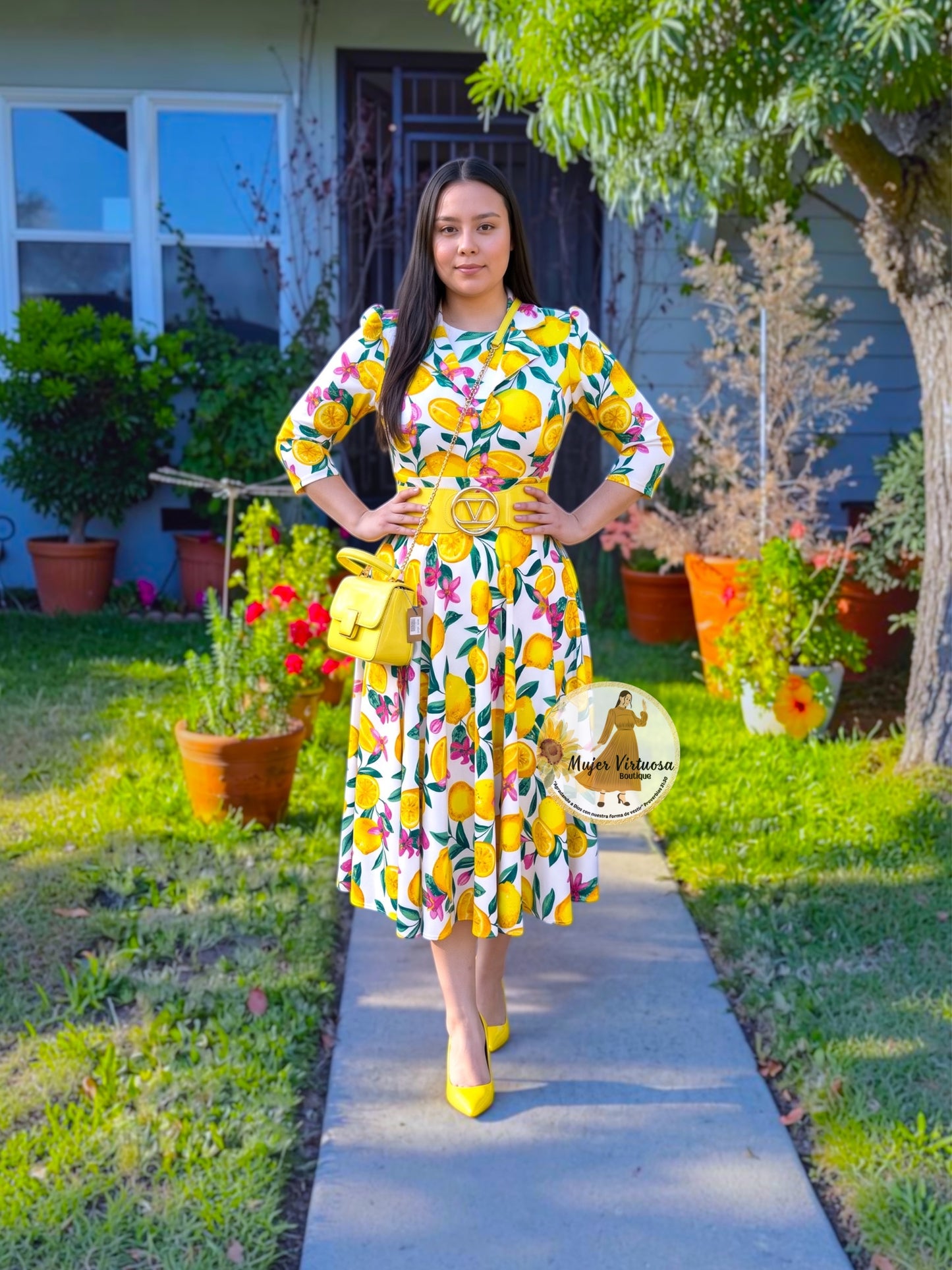 Thelma White Vintage Lemons Dress