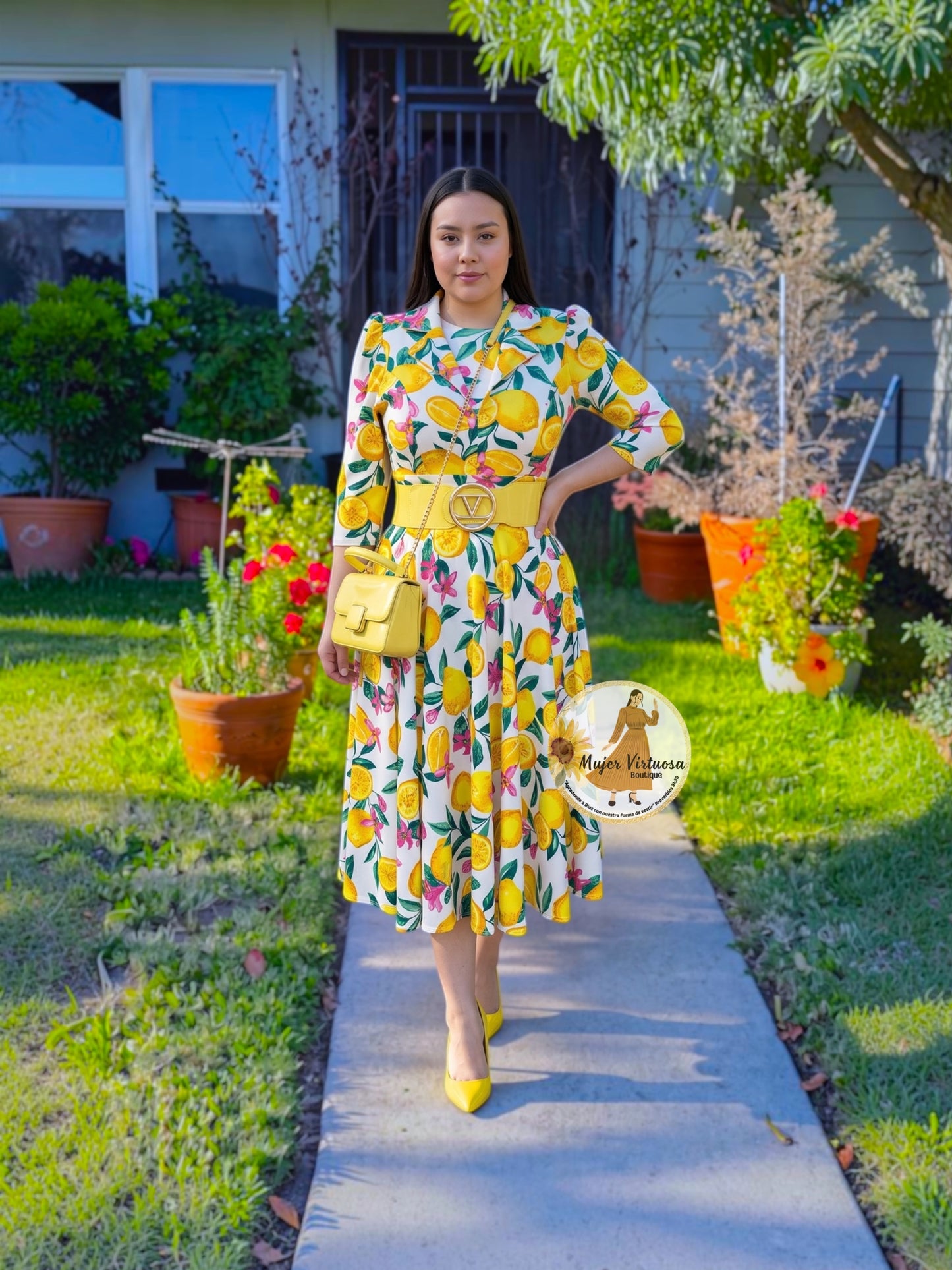 Thelma White Vintage Lemons Dress