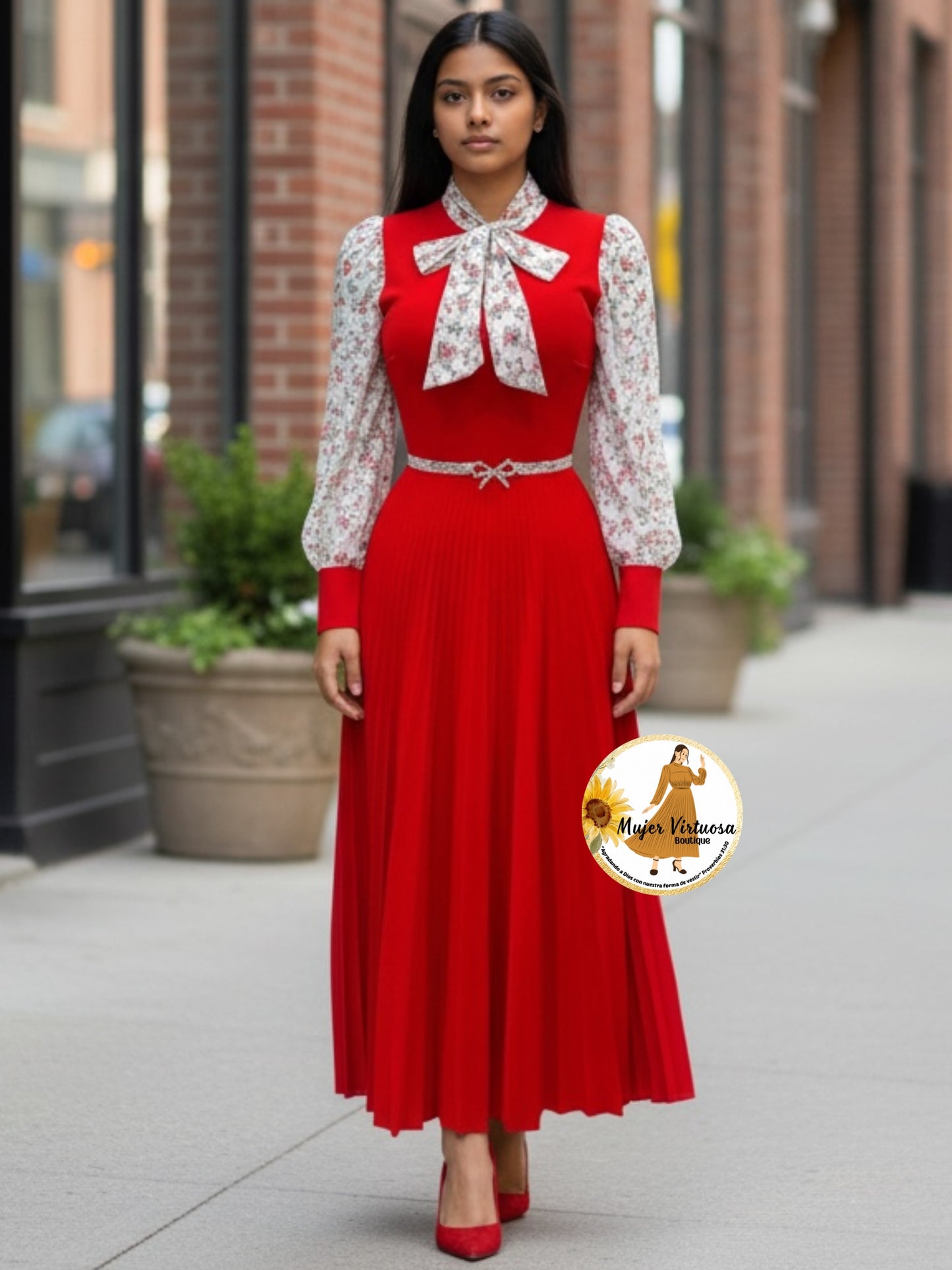 Brenda Red Floral Dress