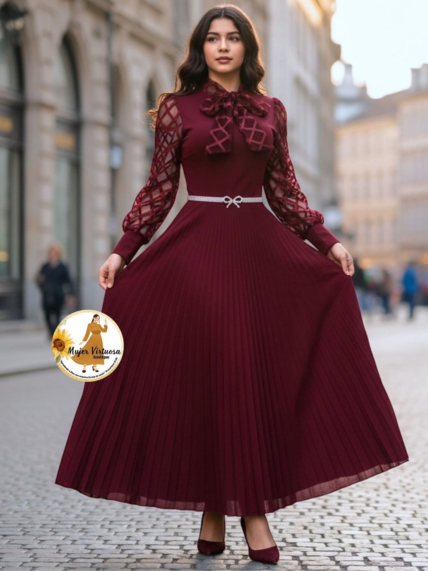 Brenda Burgundy Dress