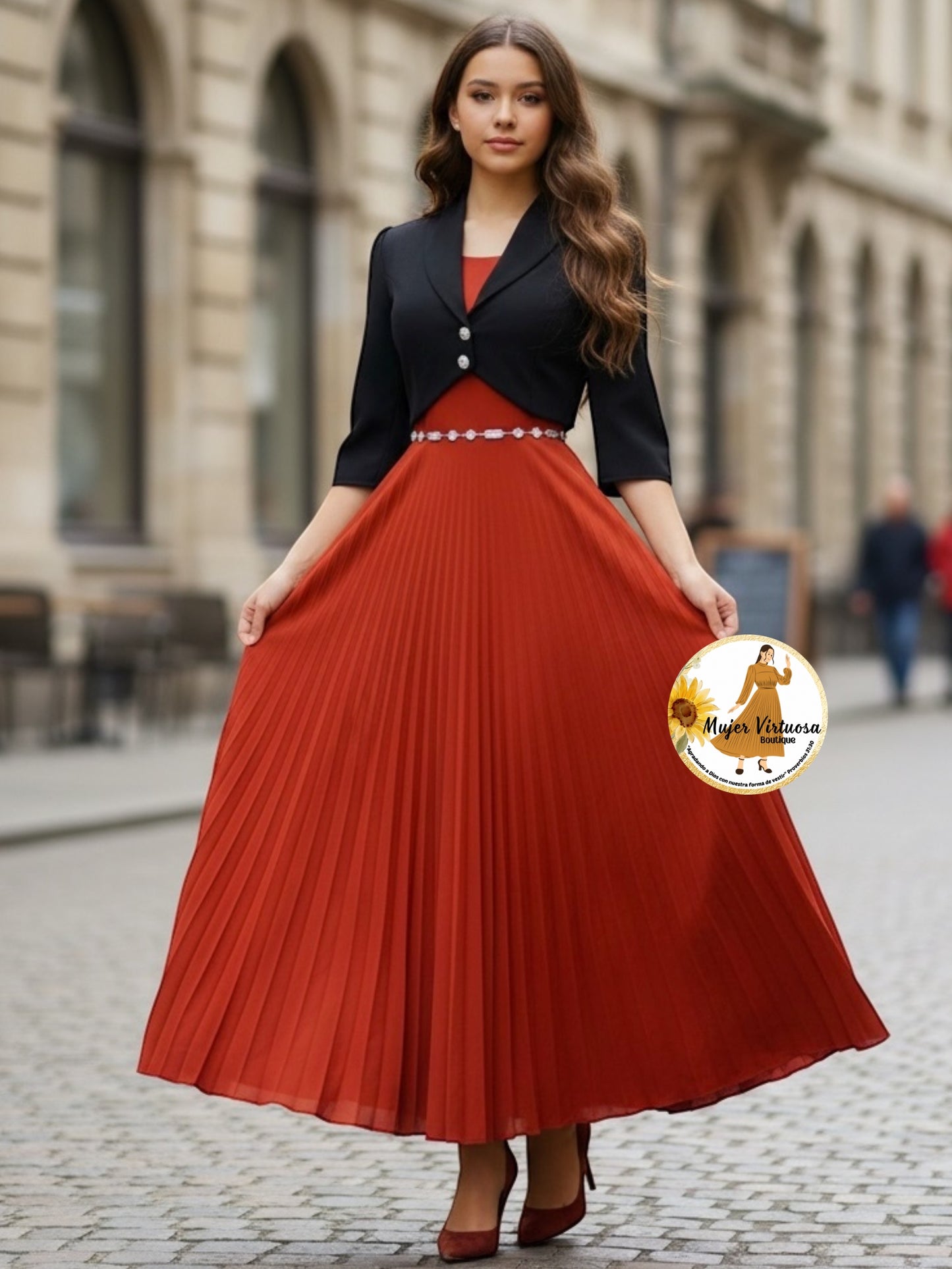 Emely Black & Rust Dress