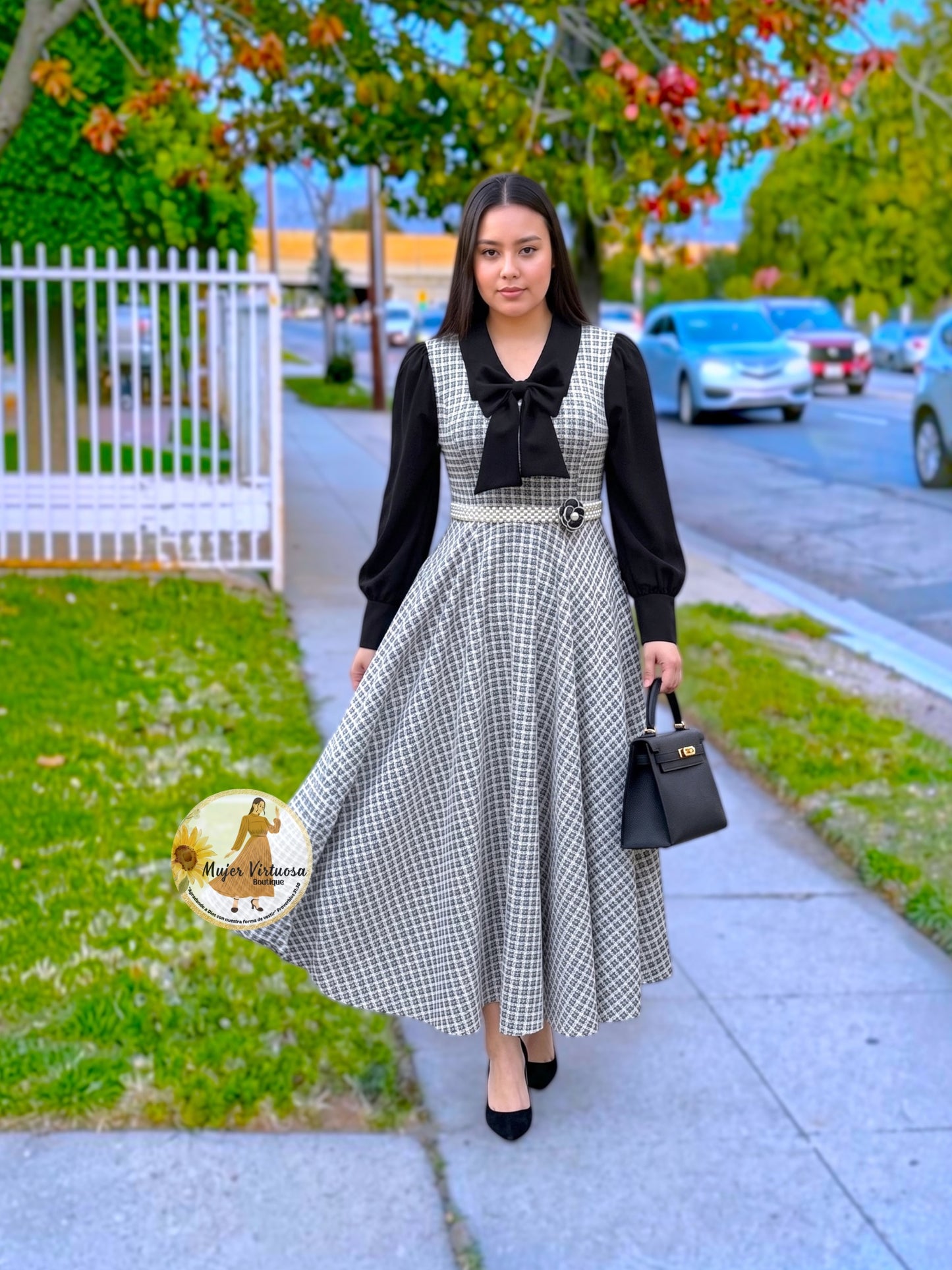 Adara Black Tweed Dress