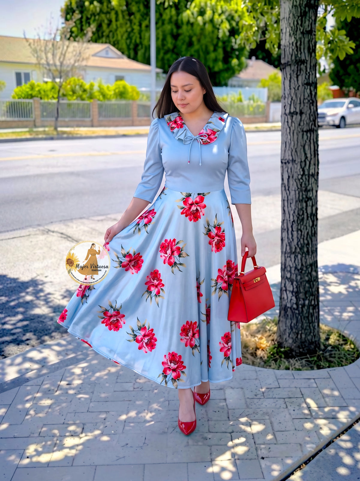 Francesca Sky Blue Satin Dress