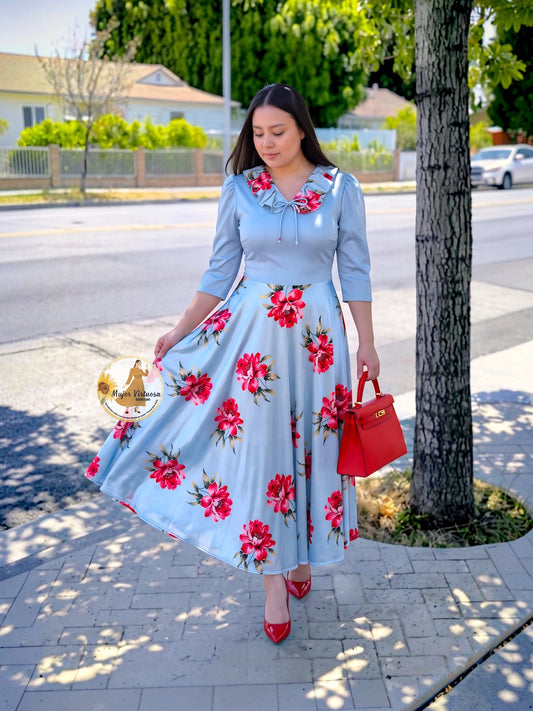 Francesca Sky Blue Satin Dress