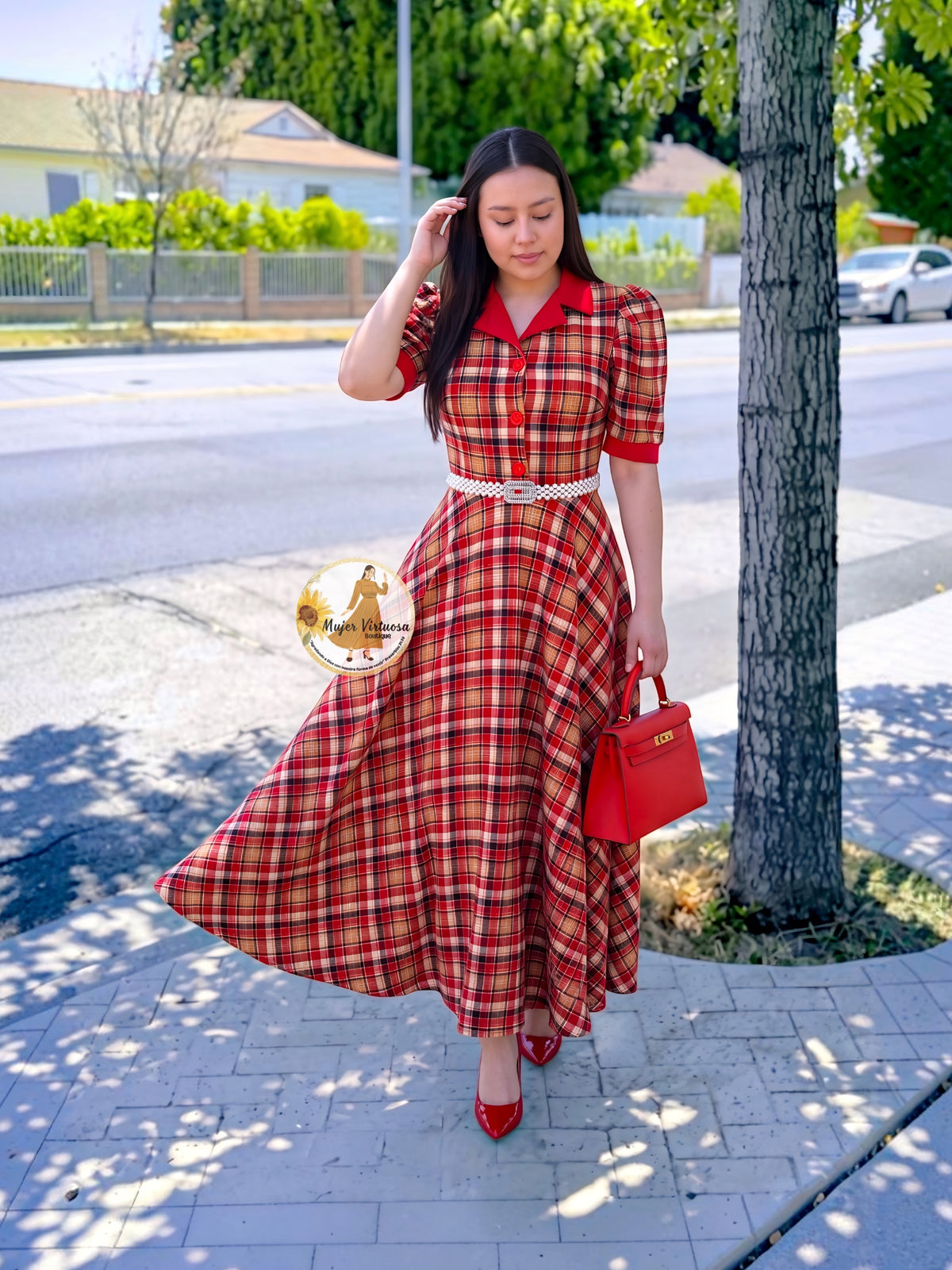 Rachel Red Plaid Dress