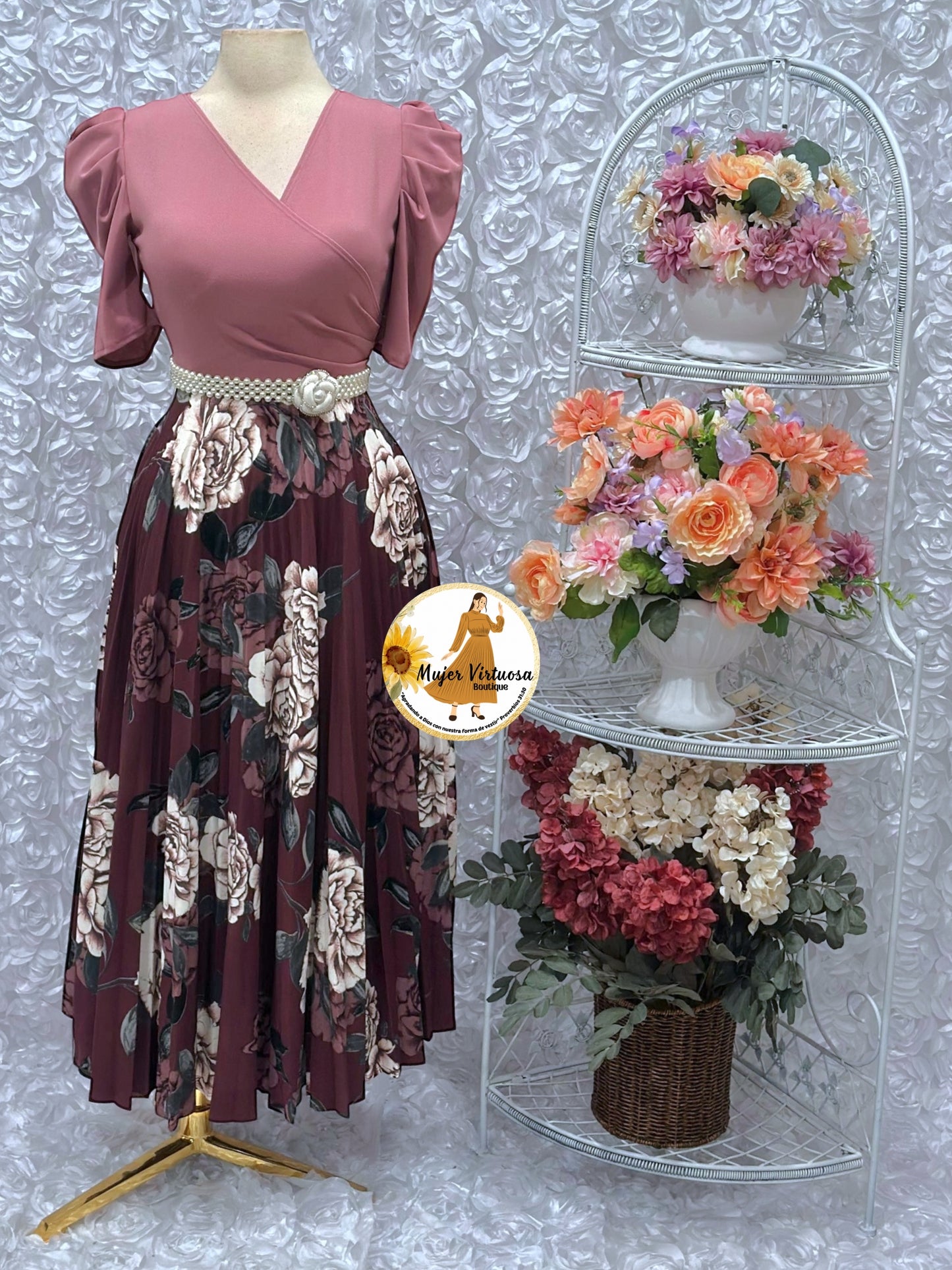 Jessica Mauve/Wine Pleated Dress