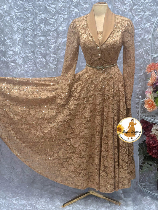 Sully Champagne Lace Blazer Dress