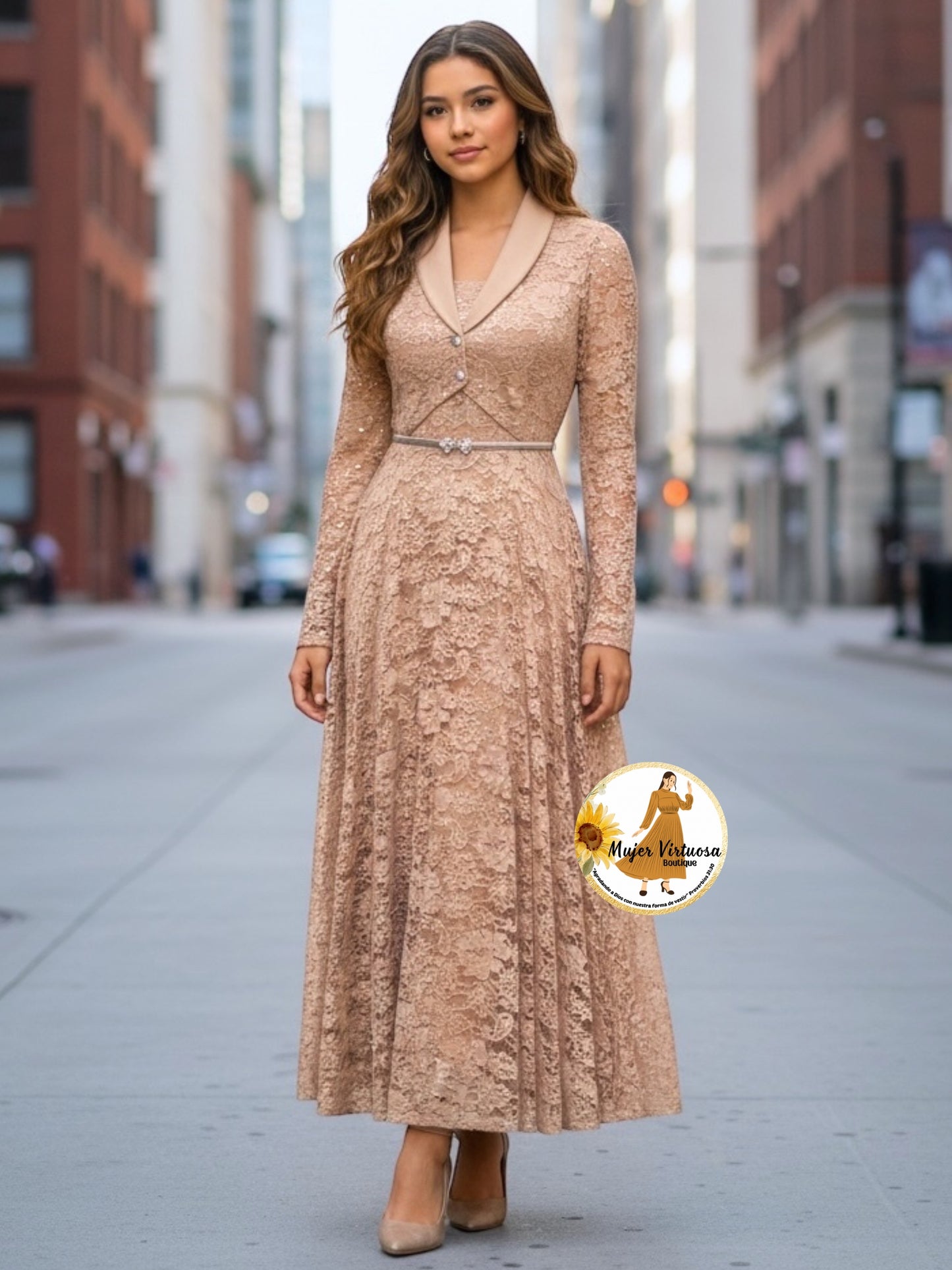 Sully Champagne Lace Blazer Dress