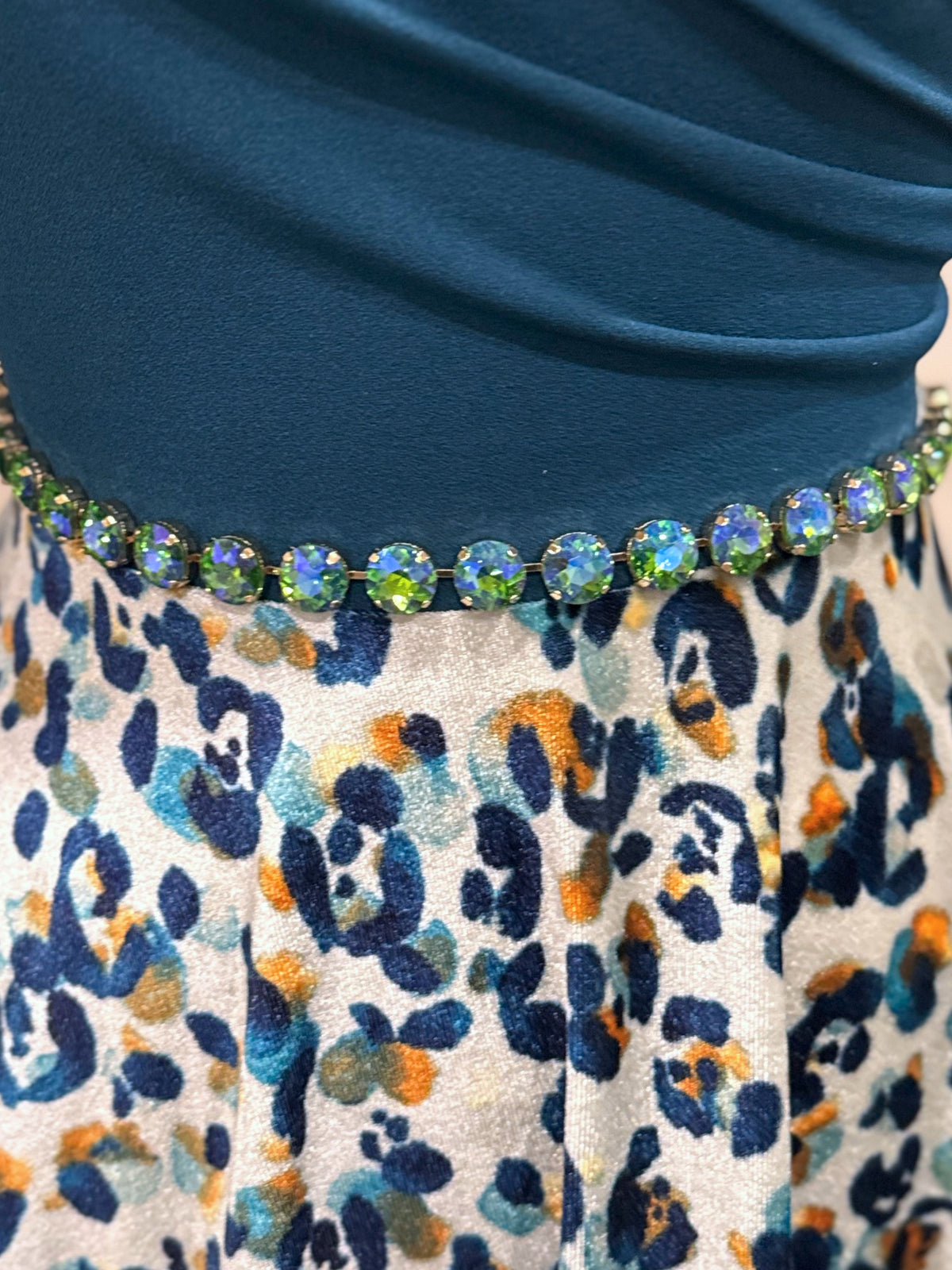 Larissa Teal Animal Print Velvet Dress