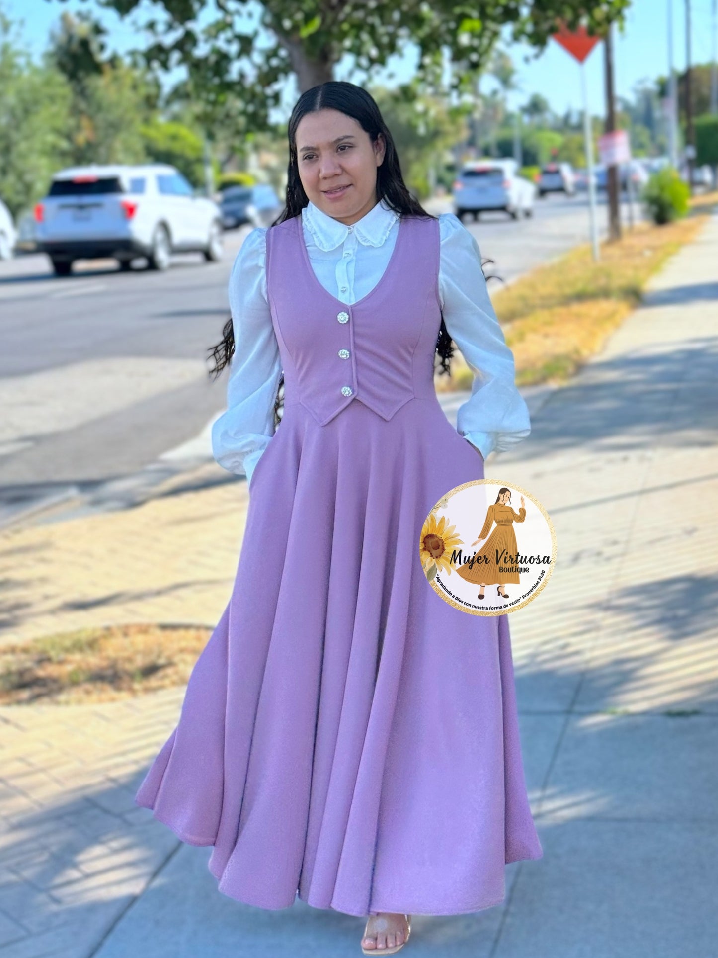 Sara Mauve Vest Overall