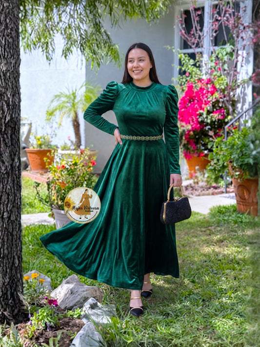 Eloisa Kelly Green Velvet Dress